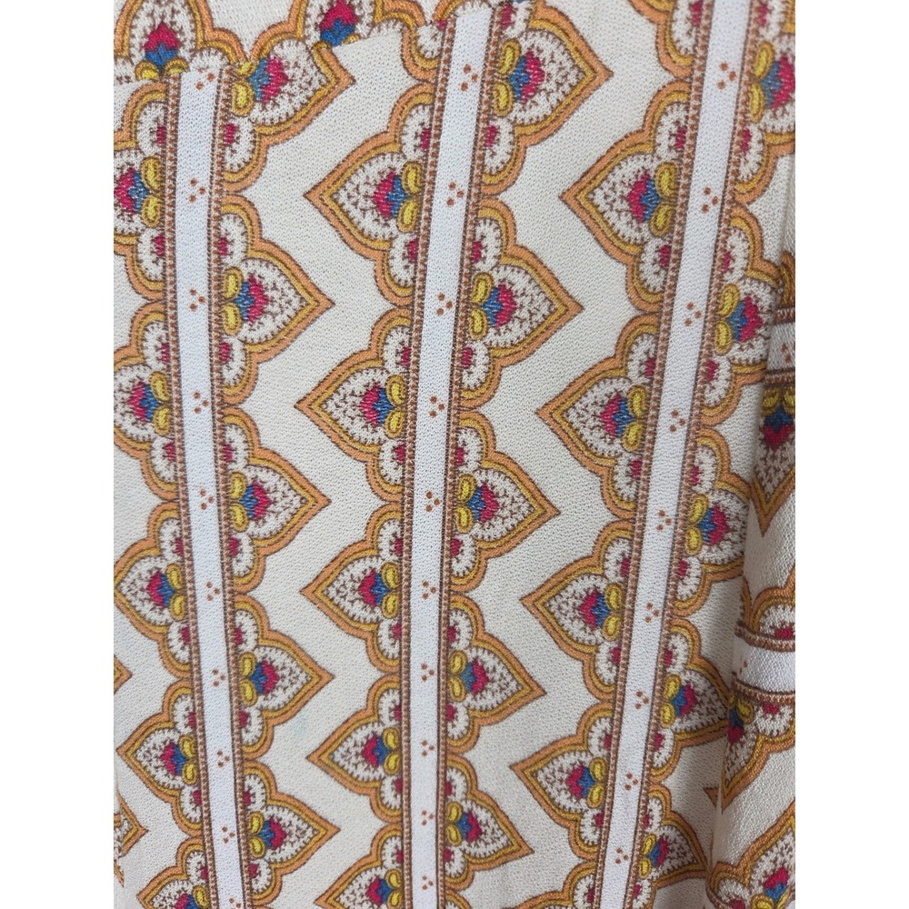 Farm Rio Anthropologie Wide Leg Pants Size M Tan Geometric Knit Pull On Boho - Picture 7 of 14